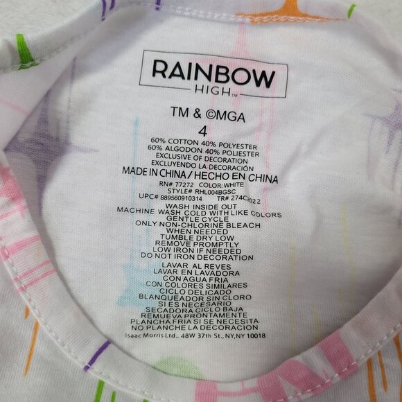Rainbow High Girls T-Shirt With Colorful Graphics & Heart Print Design Size 4 - Picture 5 of 7